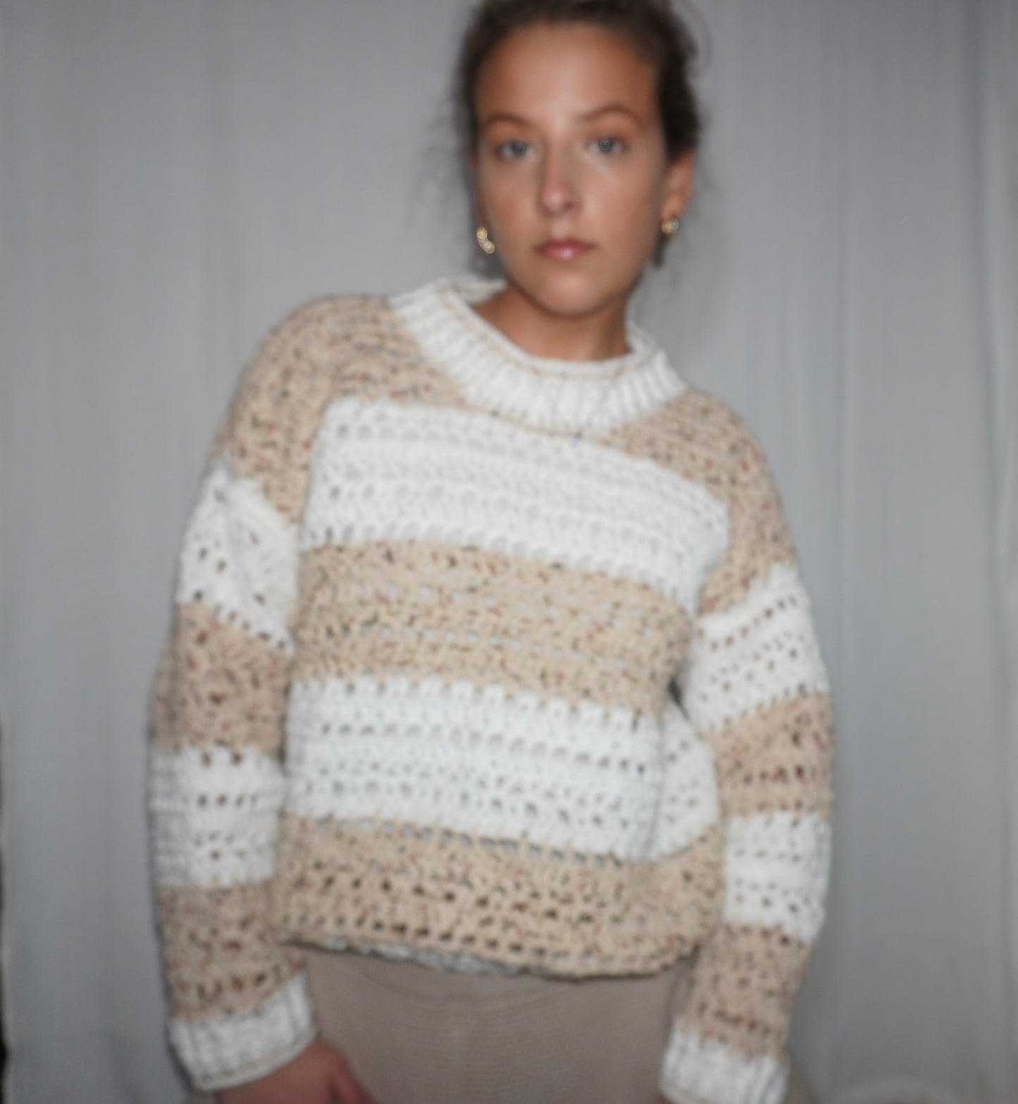 Natural and White Sweater