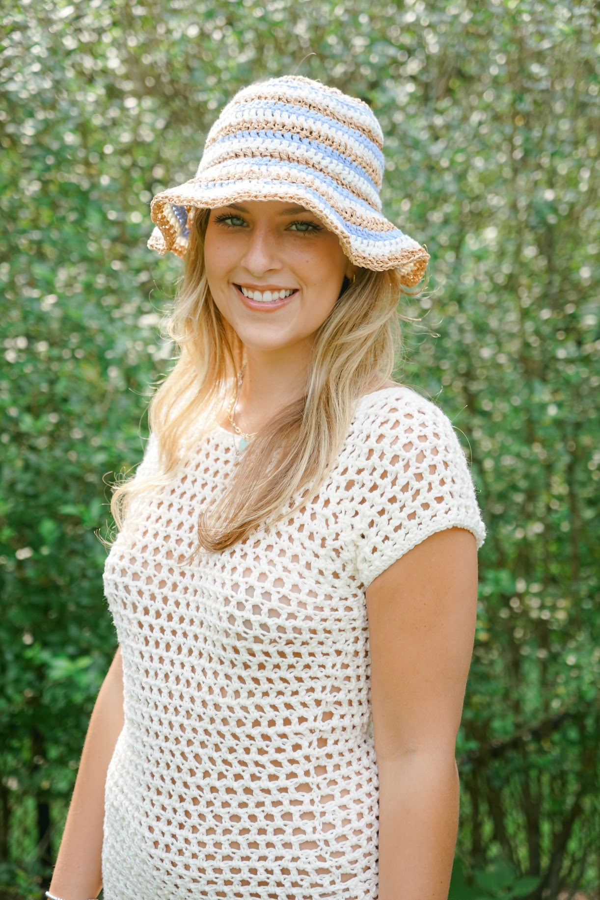 Coral Wicker Bucket Hat