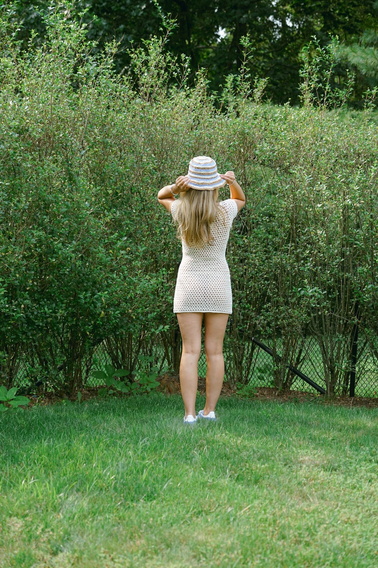 Blue Wicker Bucket Hat