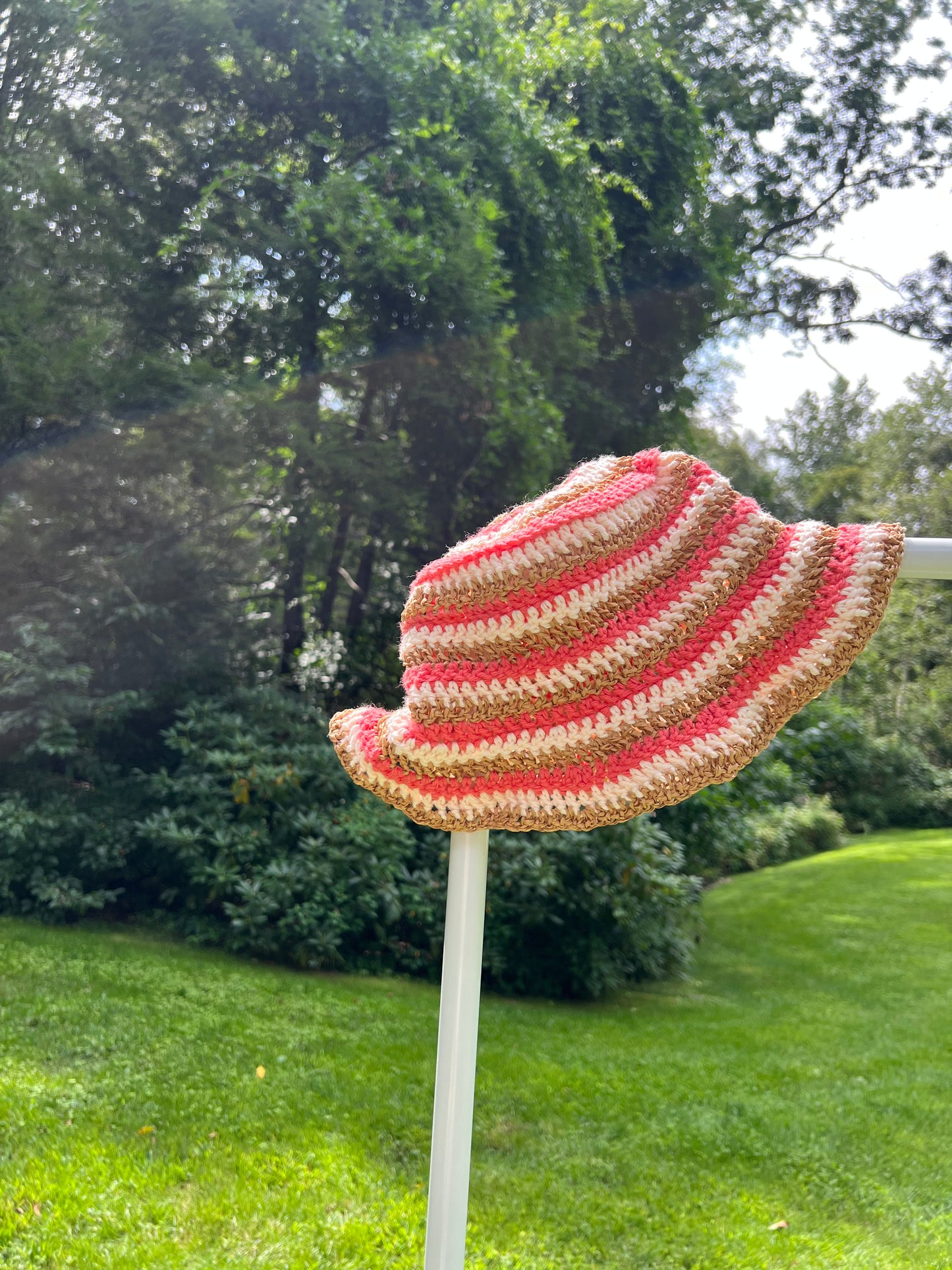 Coral Wicker Bucket Hat